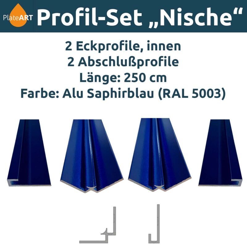 PlateART Set de perfiles de aluminio «Nicho», azul