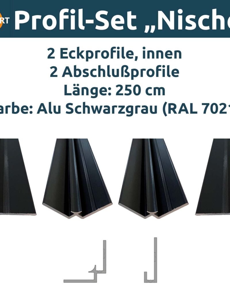 PlateART Set de perfiles de aluminio «Nicho», gris negro