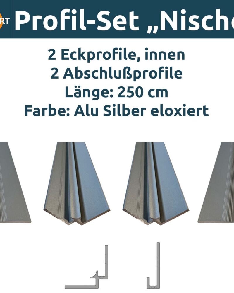 PlateART Set de perfiles de aluminio «Nicho», plata