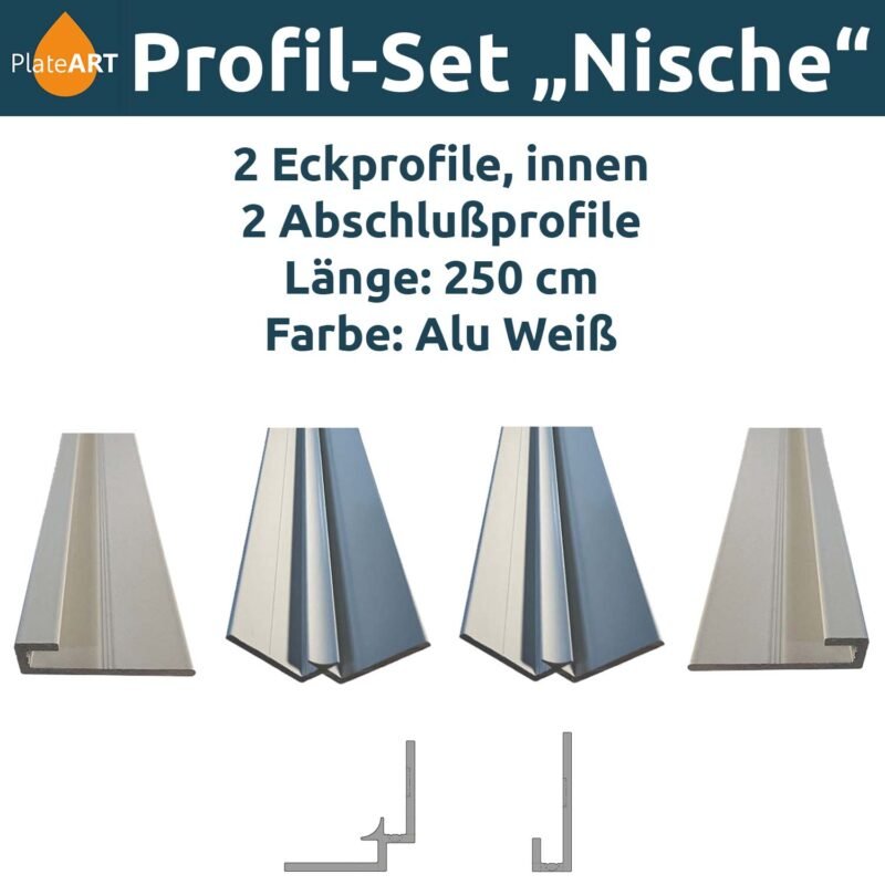 PlateART Set de perfiles de aluminio «Nicho», blanco